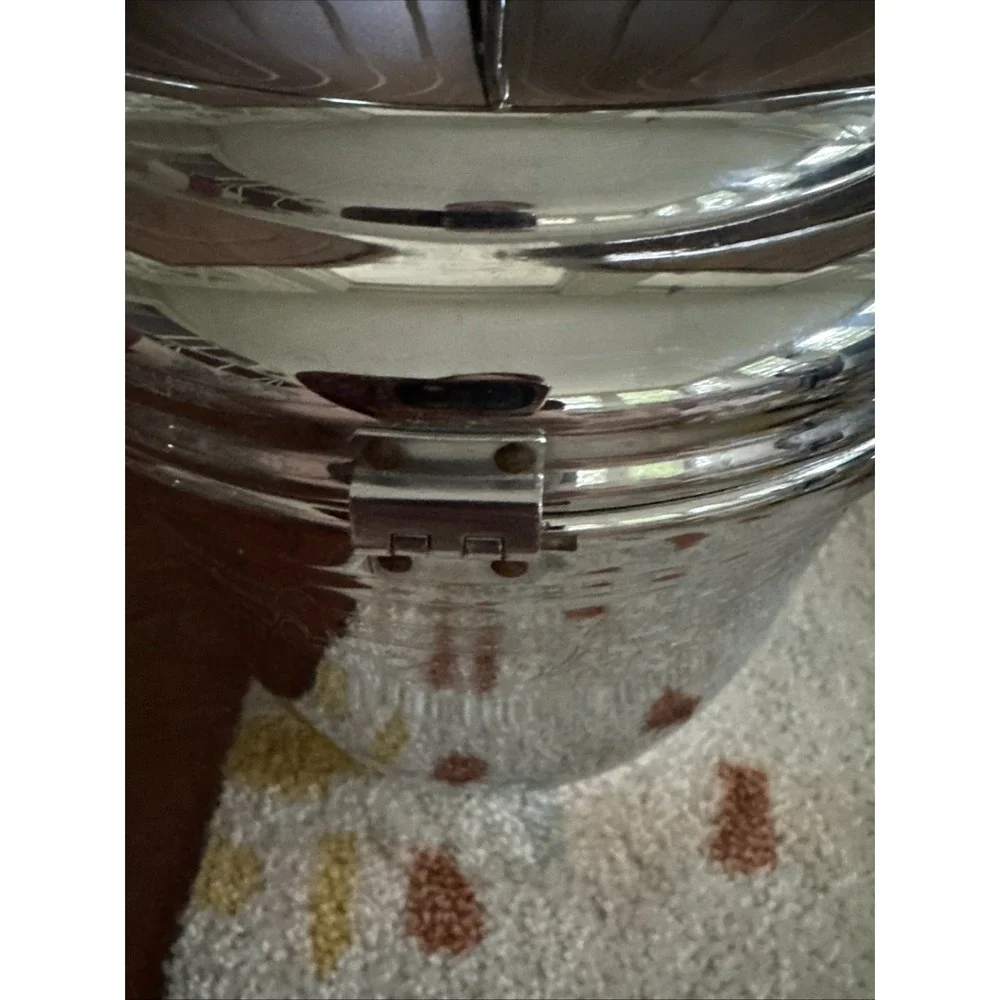 Vintage United Insulated Ice Bucket Chromium On Solid Brass with Glass Insert